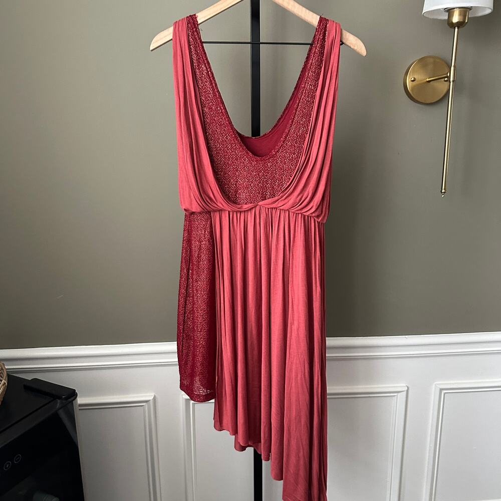Free People Eleanore Draped Asymmetrical Mini Dress Small Red - Picture 4 of 5